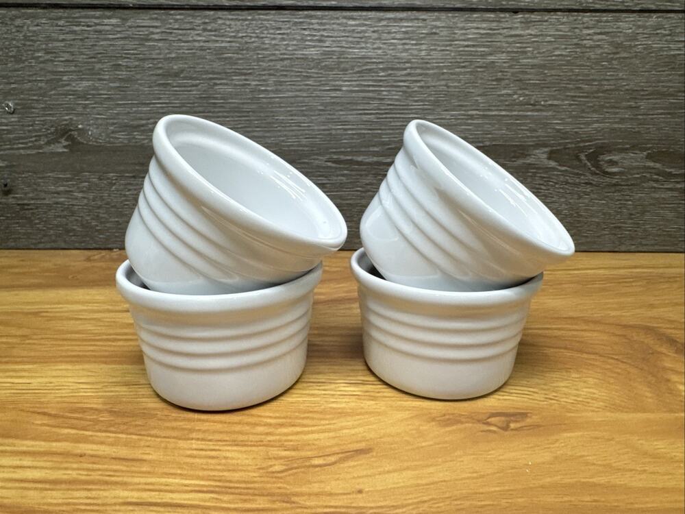 LE CREUSET Stoneware Ramekins 4 oz (150ml) White Mini Dessert Bowl Set Of 4